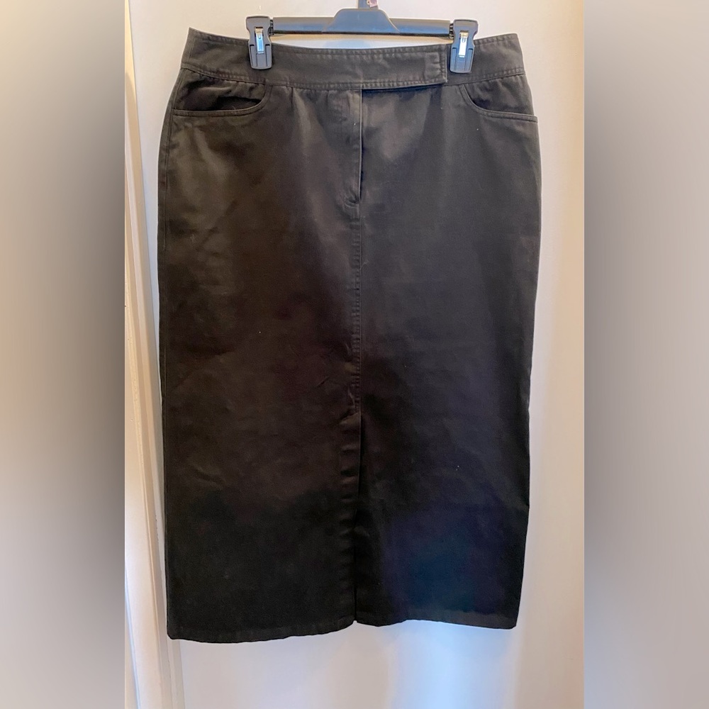 Cotton Ginny long black jean skirt, size 14/15